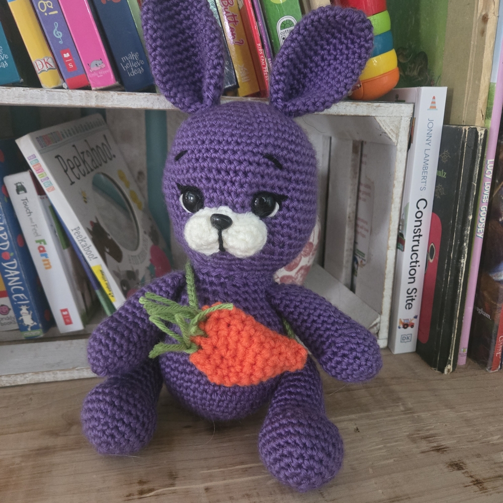 Purple Crochet Bunny with Carrot